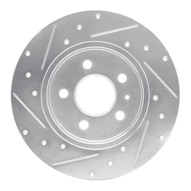 Audi A4 Brake Rotor (1) - Rear Right - R1 Concepts - Drilled & Slotted - Silver - `00-`09